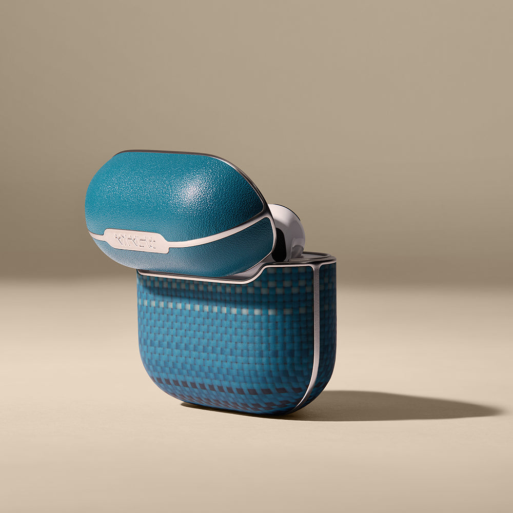 Apple Airpods 4 Kılıf Aramid Fiber Pitaka Tactile Woven Sunset-Moonrise Serisi Sunset Kapak Mavi