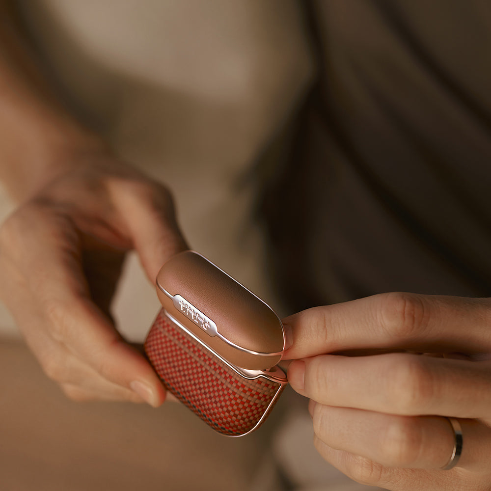 Apple Airpods 4 Kılıf Aramid Fiber Pitaka Tactile Woven Sunset-Moonrise Serisi Sunset Kapak Mavi