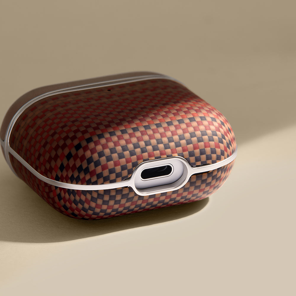 Apple Airpods 4 Kılıf Aramid Fiber Pitaka Tactile Woven Sunset-Moonrise Serisi Sunset Kapak Mavi