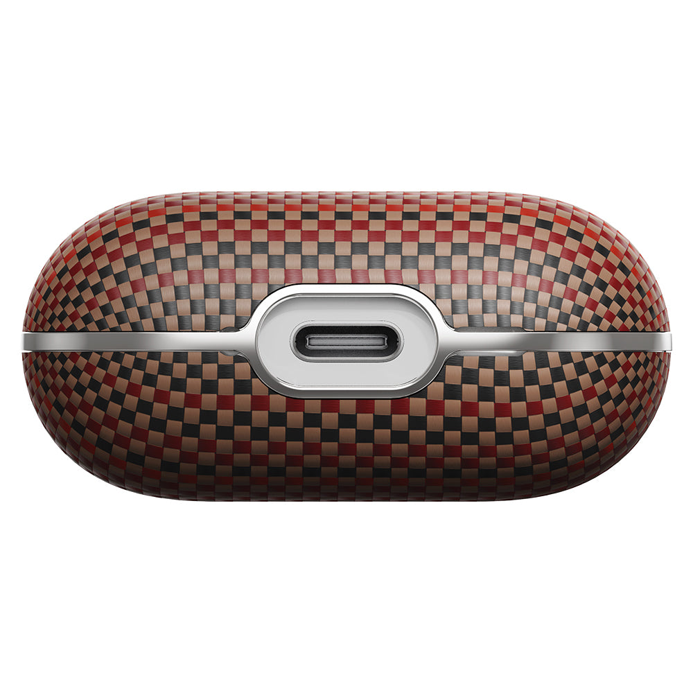 Apple Airpods 4 Kılıf Aramid Fiber Pitaka Tactile Woven Sunset-Moonrise Serisi Sunset Kapak Kahverengi