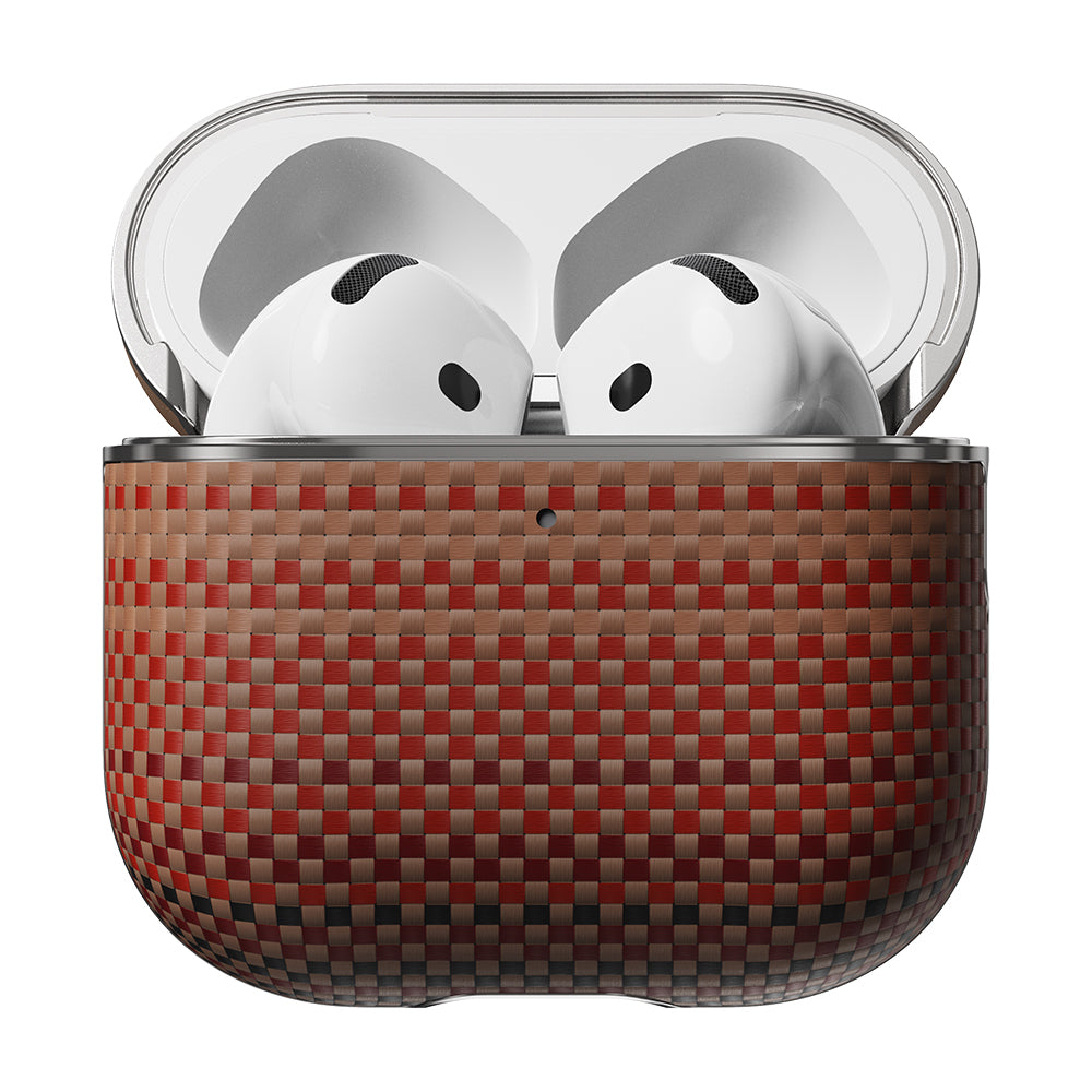 Apple Airpods 4 Kılıf Aramid Fiber Pitaka Tactile Woven Sunset-Moonrise Serisi Sunset Kapak Kahverengi