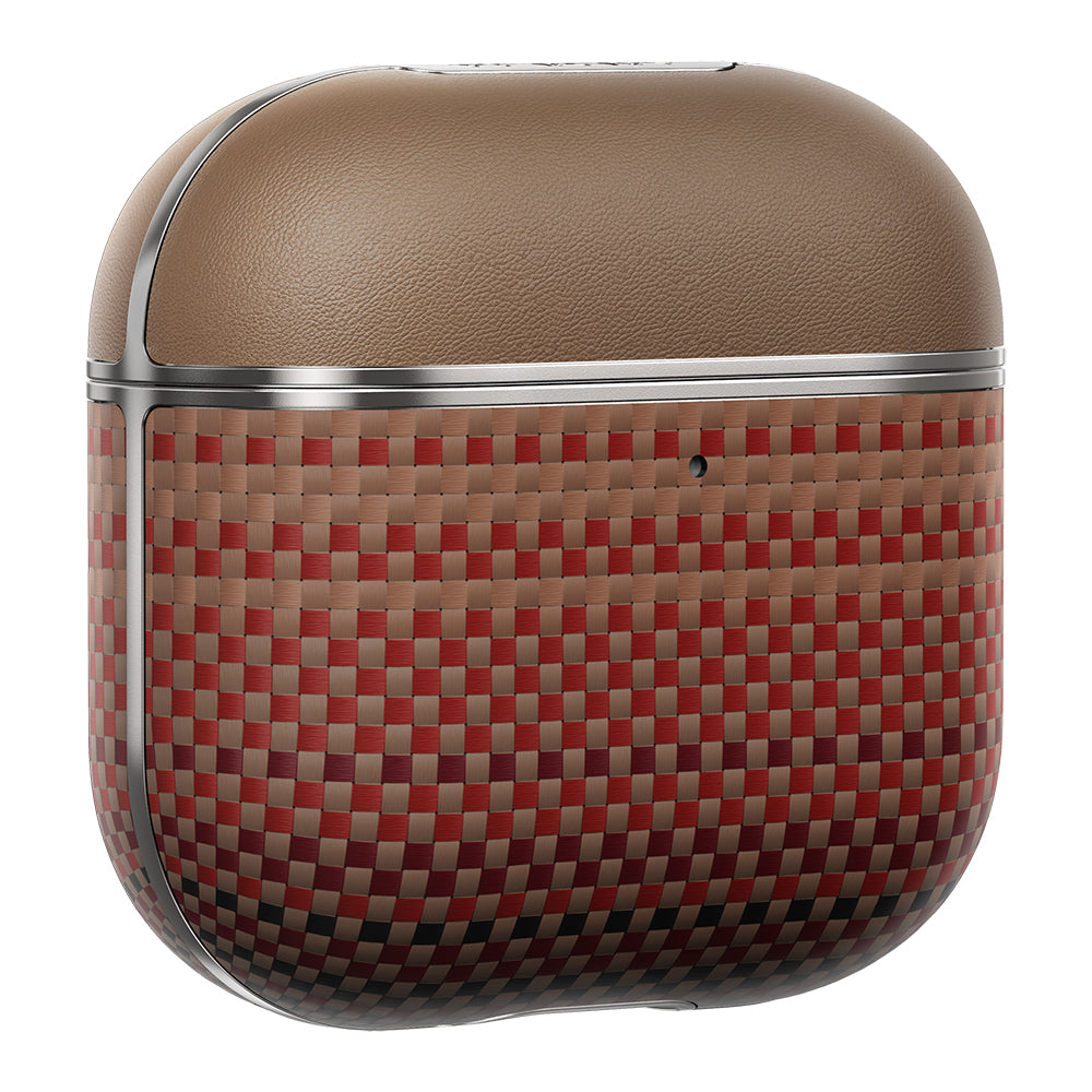 Apple Airpods 4 Kılıf Aramid Fiber Pitaka Tactile Woven Sunset-Moonrise Serisi Sunset Kapak Kahverengi