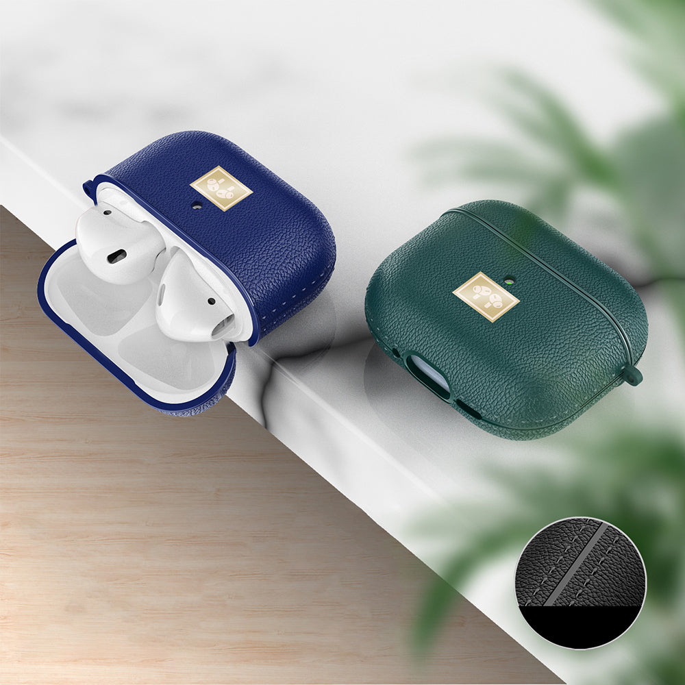 Apple Airpods 4 Kılıf Deri Görünümlü Askı Aparatlı Wlons Kılıf Koyu Yeşil
