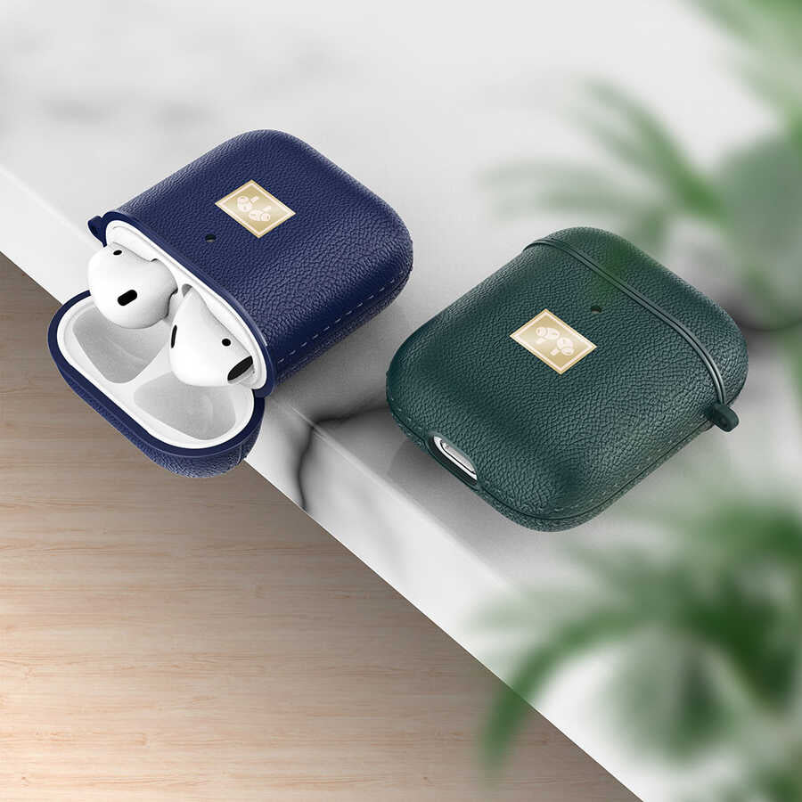 Apple Airpods Kılıf Deri Görünümlü Askı Aparatlı Wlons Kılıf Kırmızı