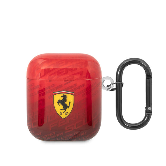 Apple Airpods Kılıf Ferrari Orjinal Lisanslı IML Baskılı Klasik Logolu SF Desenli TPU Kılıf Kırmızı