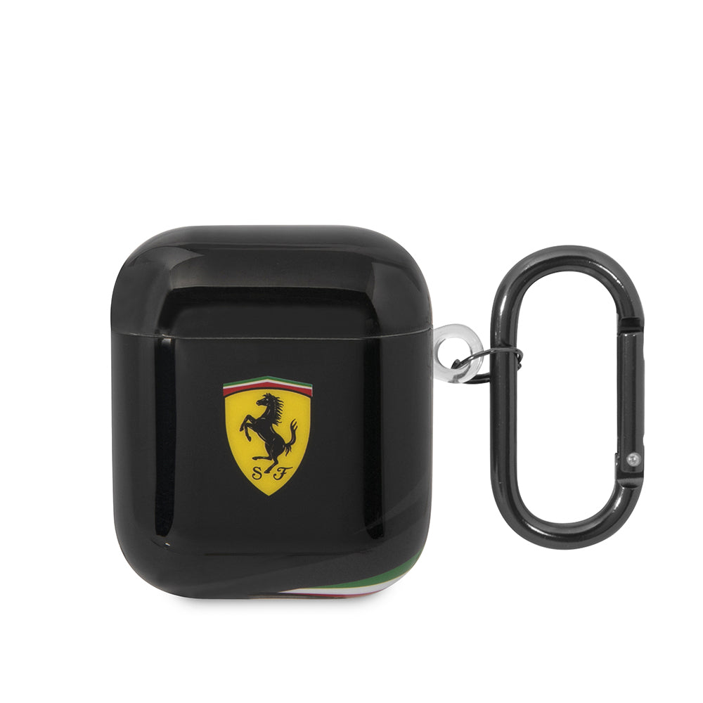 Apple Airpods Kılıf Ferrari Orjinal Lisanslı IML Baskılı Klasik Logolu TPU Kılıf Siyah