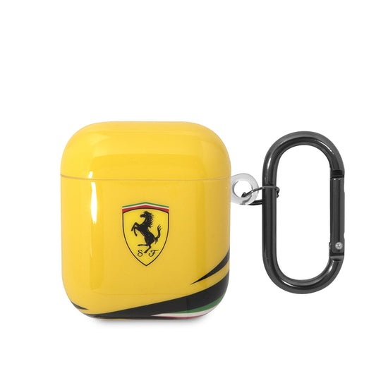 Apple Airpods Kılıf Ferrari Orjinal Lisanslı IML Baskılı Klasik Logolu TPU Kılıf Sarı