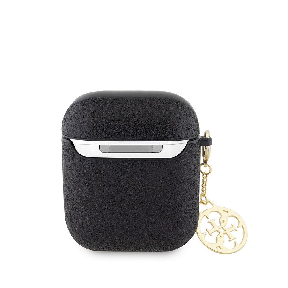 Apple Airpods Kılıf GUESS Glitter 4G Charm Kapak Siyah