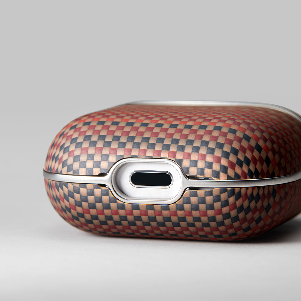 Apple Airpods Pro 2 Kılıf Aramid Fiber Pitaka Tactile Woven Sunset-Moonrise Serisi Sunset Kapak Mavi