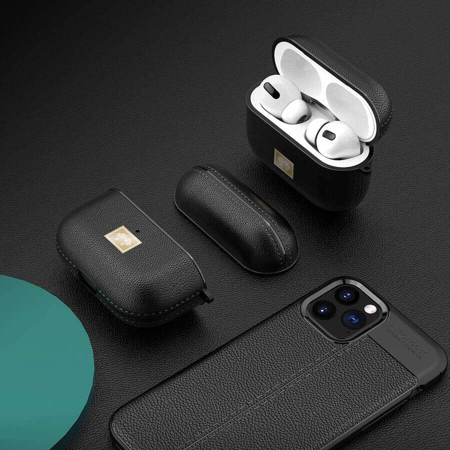 Apple Airpods Pro 2 Kılıf Deri Görünümlü Askı Aparatlı Wlons Kılıf Lacivert