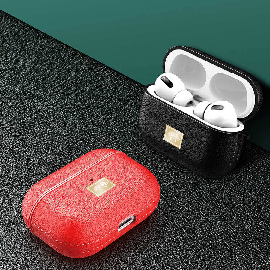 Apple Airpods Pro 2 Kılıf Deri Görünümlü Askı Aparatlı Wlons Kılıf Lacivert