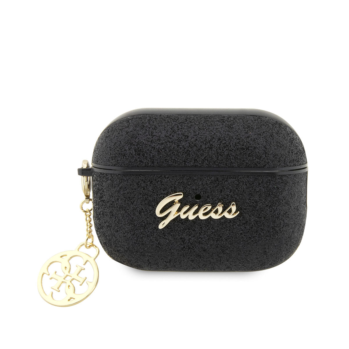 Apple Airpods Pro 2 Kılıf GUESS Glitter 4G Charm Kapak Siyah