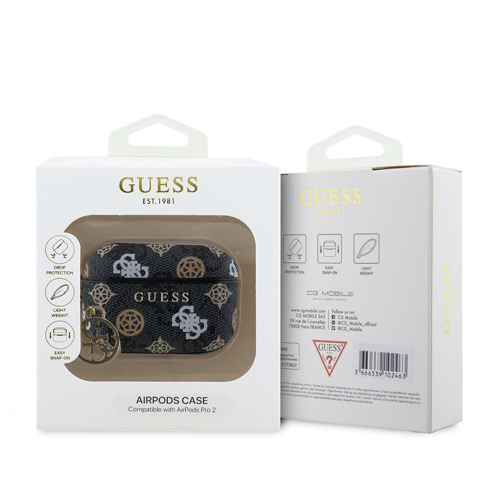 Apple Airpods Pro 2 Kılıf Guess Orjinal Lisanslı 4G Desenli Yazı Logolu Peony Kapak Pembe