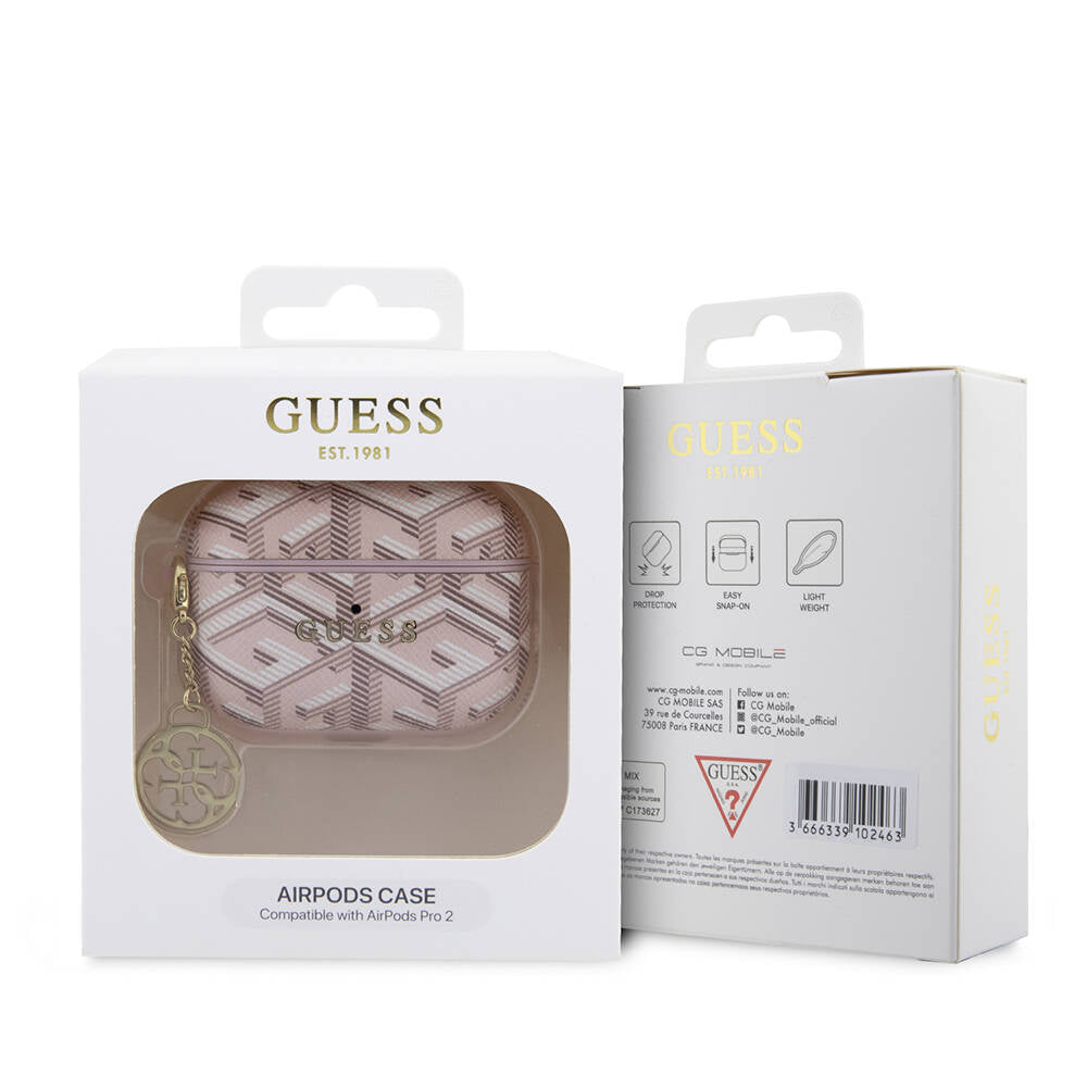 Apple Airpods Pro 2 Kılıf Guess Orjinal Lisanslı G Cube Desenli 4G Süs Zincirli Kapak Siyah