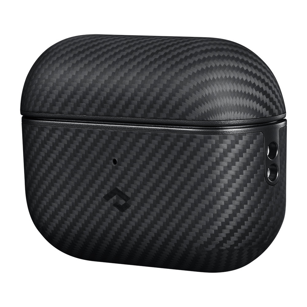 Apple Airpods Pro 2 Kılıf Magsafe Şarj Özellikli 600D Aramid Fiber Pitaka Classic Serisi Black-Grey Twill Kılıf Siyah-Gri
