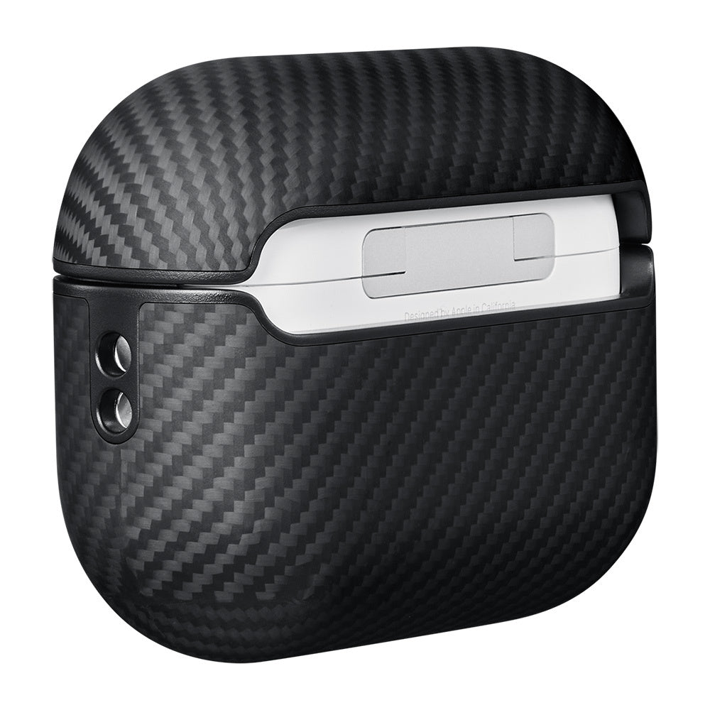 Apple Airpods Pro 2 Kılıf Magsafe Şarj Özellikli 600D Aramid Fiber Pitaka Classic Serisi Black-Grey Twill Kılıf Siyah-Gri