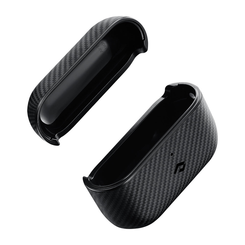 Apple Airpods Pro 2 Kılıf Magsafe Şarj Özellikli 600D Aramid Fiber Pitaka Classic Serisi Black-Grey Twill Kılıf Siyah-Gri