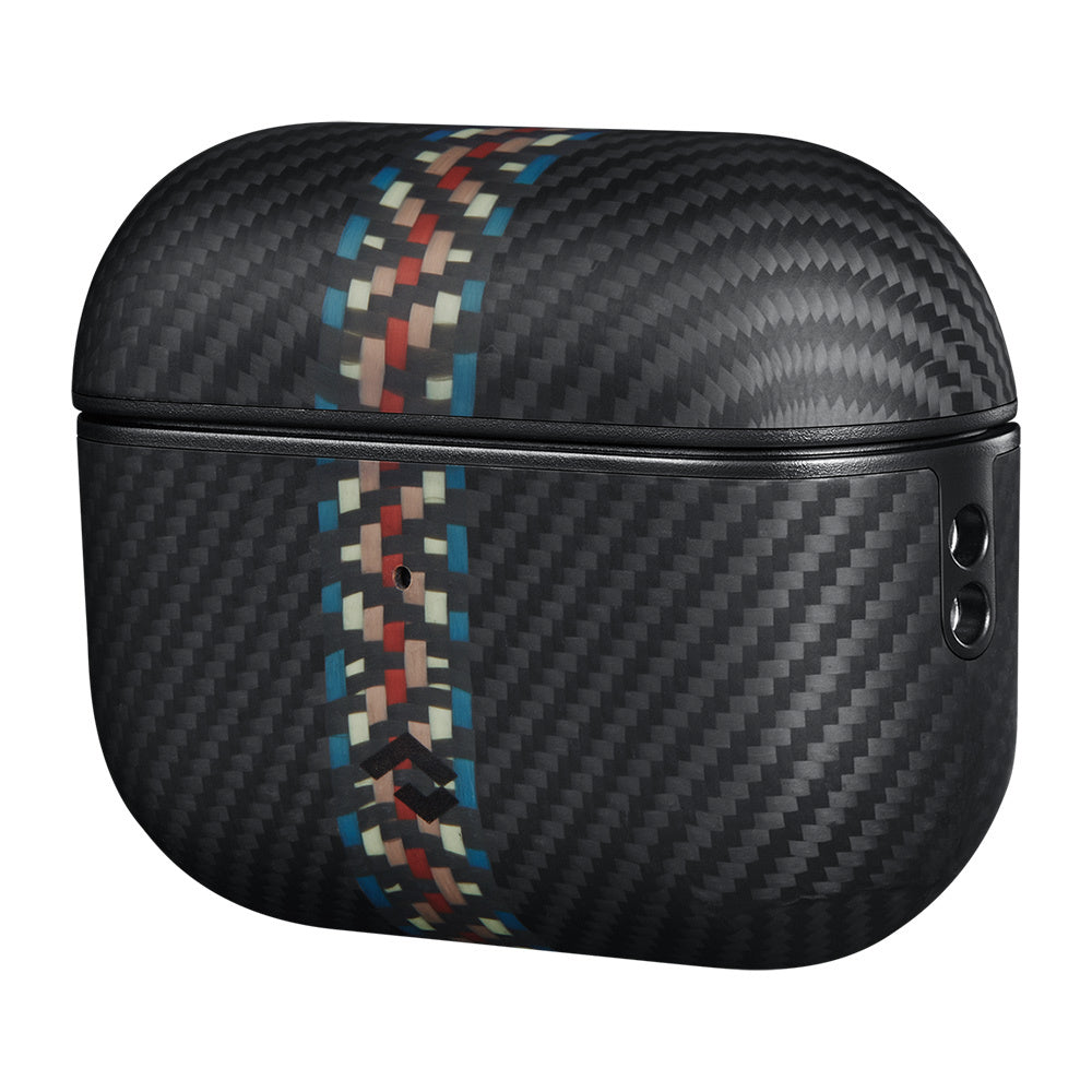 Apple Airpods Pro 2 Kılıf Magsafe Şarj Özellikli 600D Aramid Fiber Pitaka Orchestra Serisi Rhapsody Kılıf Siyah-Mavi