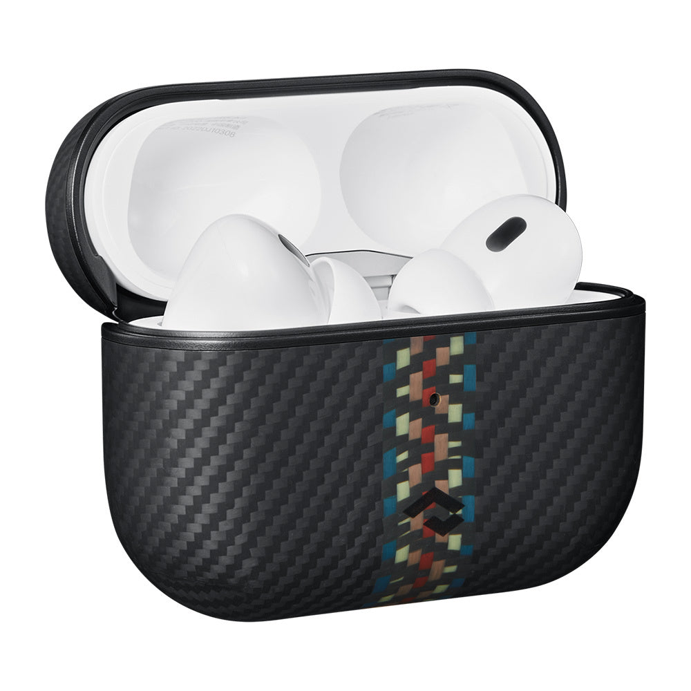 Apple Airpods Pro 2 Kılıf Magsafe Şarj Özellikli 600D Aramid Fiber Pitaka Orchestra Serisi Rhapsody Kılıf Siyah-Mavi