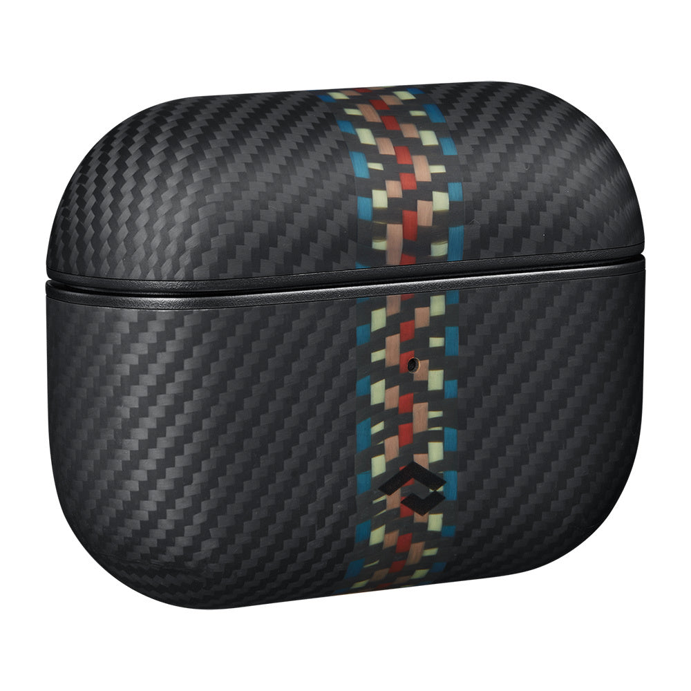 Apple Airpods Pro 2 Kılıf Magsafe Şarj Özellikli 600D Aramid Fiber Pitaka Orchestra Serisi Rhapsody Kılıf Siyah-Mavi