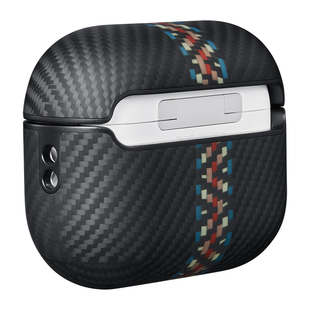 Apple Airpods Pro 2 Kılıf Magsafe Şarj Özellikli 600D Aramid Fiber Pitaka Orchestra Serisi Rhapsody Kılıf Siyah-Mavi