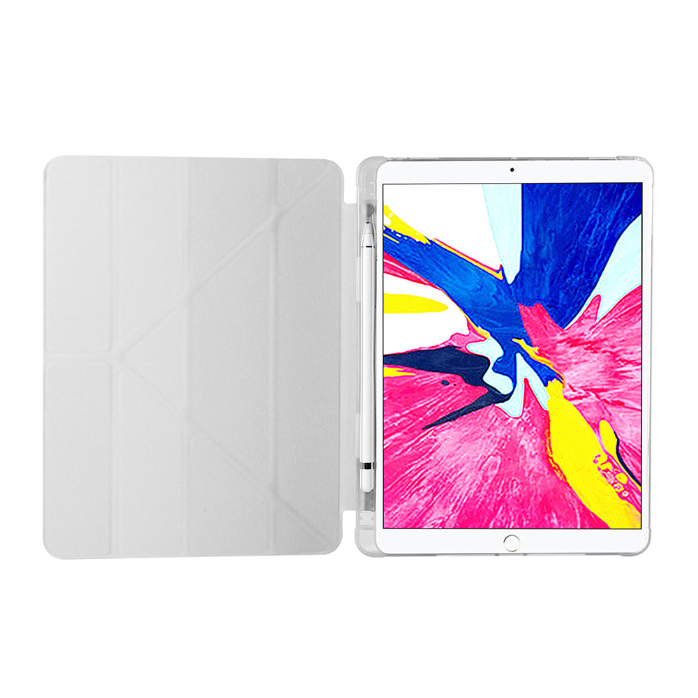 Apple iPad 10.2 2021 (9.Nesil) Kılıf Zore Tri Folding Kalem Bölmeli Standlı Kılıf Gri