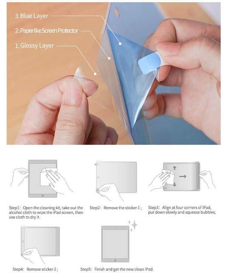 Apple iPad 10.2 2021 (9.Nesil) Kağıt Hisli Wiwu iPaper Like Tablet Ekran Koruyucu Renksiz