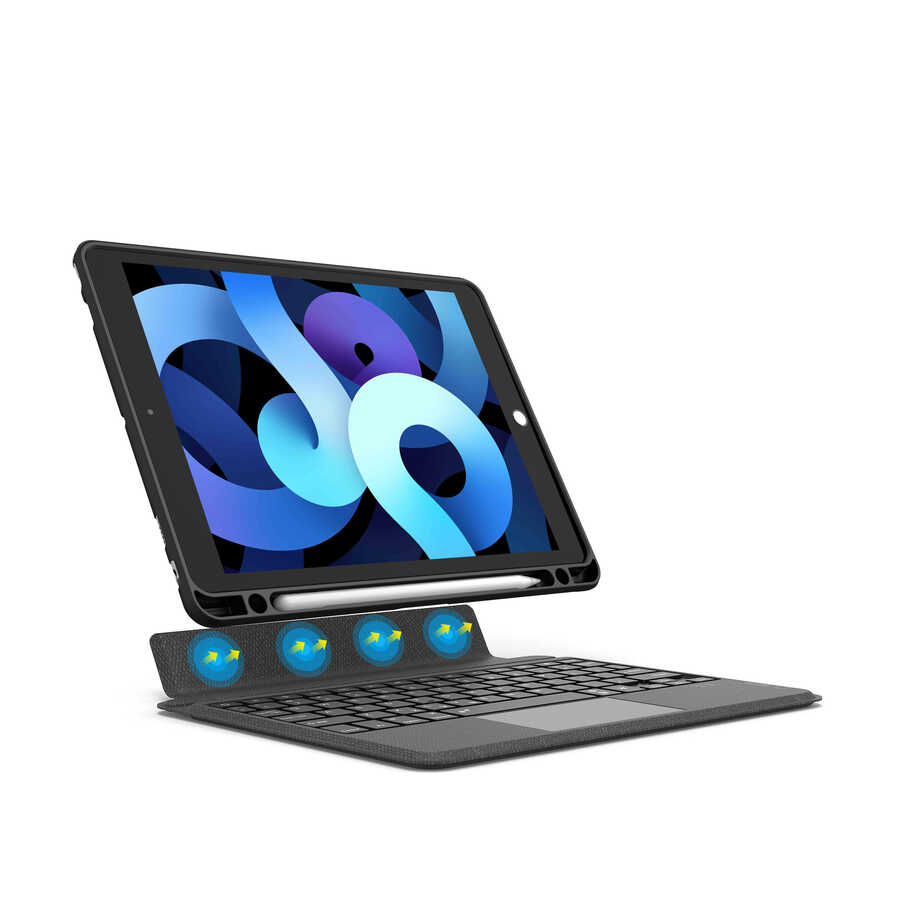 Apple iPad 10.2 2021 (9.Nesil) Wiwu Mag Touch Klavyeli Standlı Kılıf Siyah