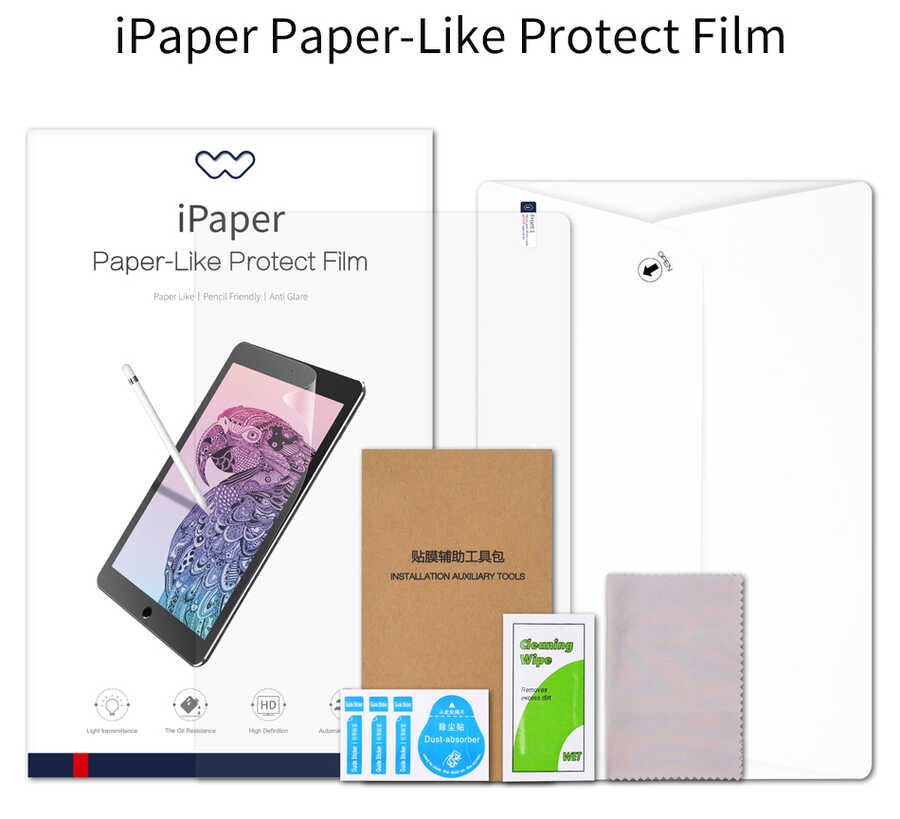 Apple iPad 10.2 (8.Nesil) Kağıt Hisli Wiwu iPaper Like Tablet Ekran Koruyucu Renksiz