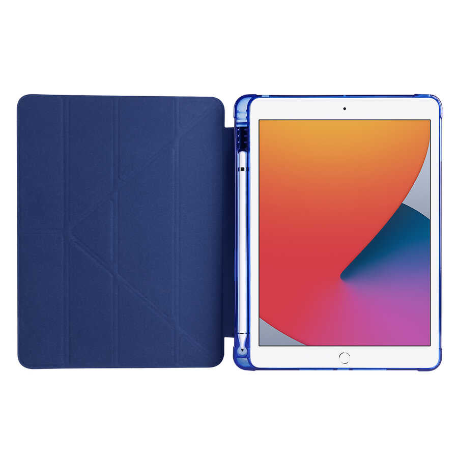Apple iPad 9.7 2017 (5.Nesil) Kılıf Zore Tri Folding Kalem Bölmeli Standlı Kılıf Rose Gold