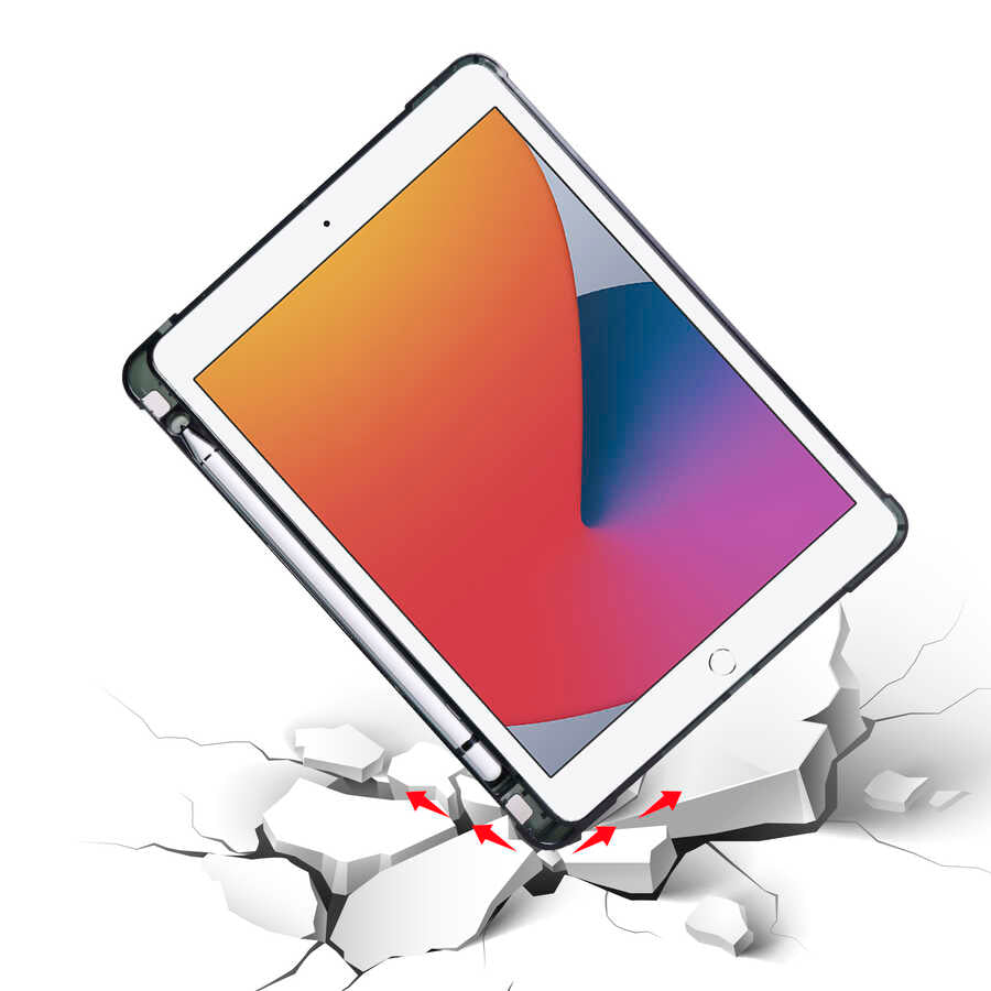 Apple iPad 9.7 2018 (6.Nesil) Kılıf Zore Tri Folding Kalem Bölmeli Standlı Kılıf Siyah
