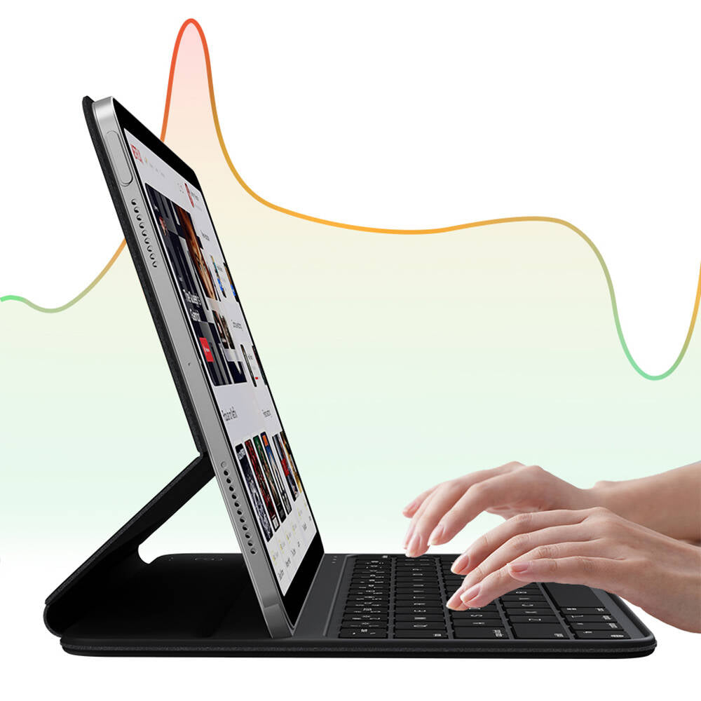 Apple iPad Air 10.9 2020 (4.Nesil) Wiwu F16 Klavyeli Standlı Magnetik Kılıf Siyah