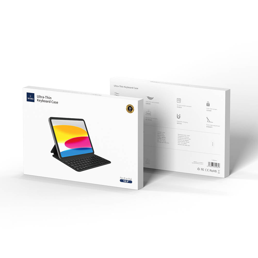 Apple iPad Air 10.9 2020 (4.Nesil) Wiwu F16 Klavyeli Standlı Magnetik Kılıf Siyah