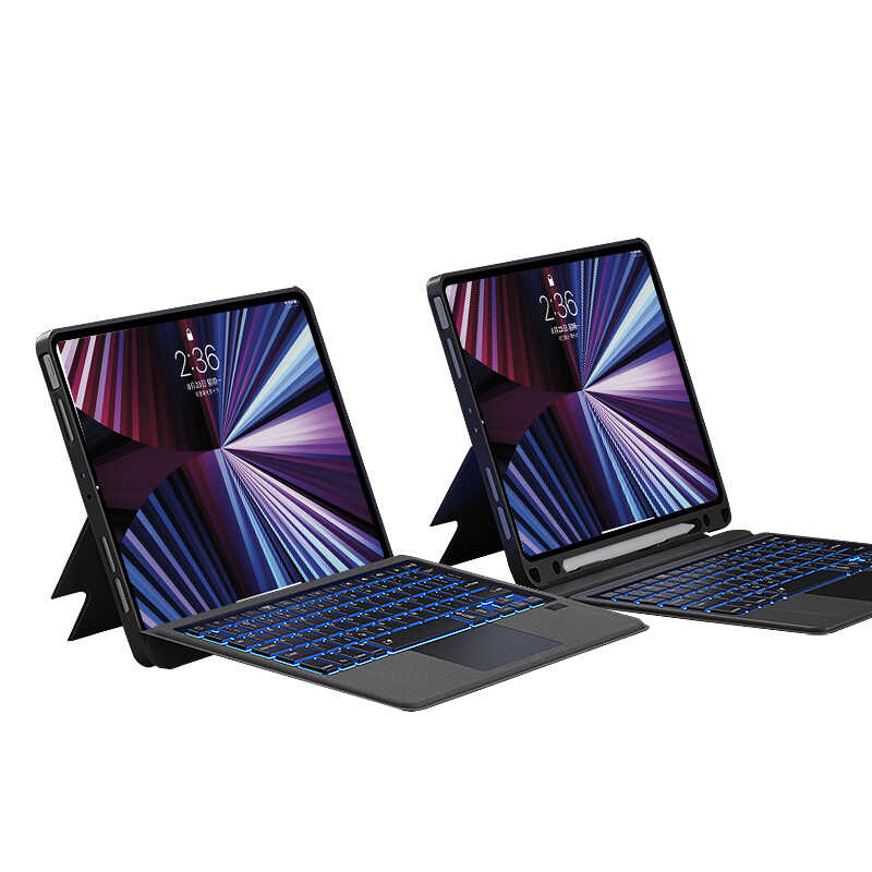 Apple iPad Air 10.9 2020 (4.Nesil) Wiwu Mag Touch Klavyeli Standlı Kılıf Siyah