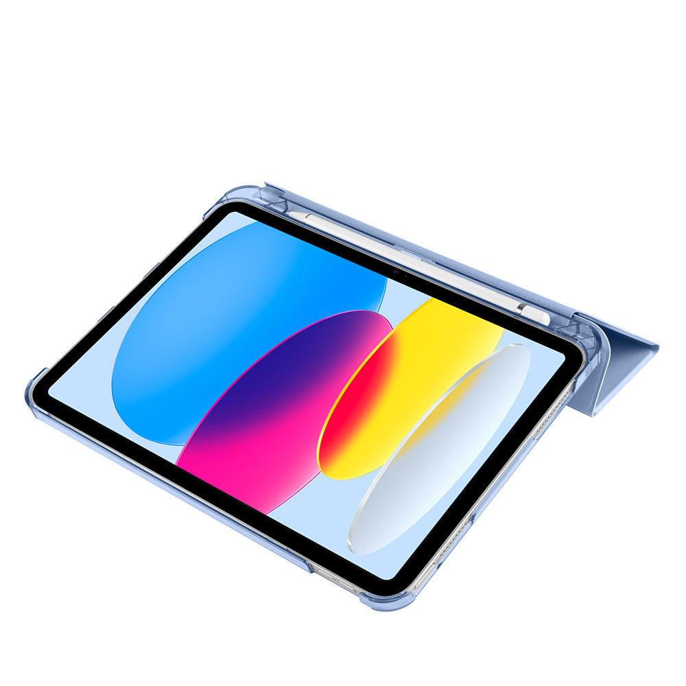 Apple iPad Air 10.9 2022 (10.Nesil) Zore Smart Cover Kalem Bölmeli Standlı 1-1 Kılıf Petrol Mavi