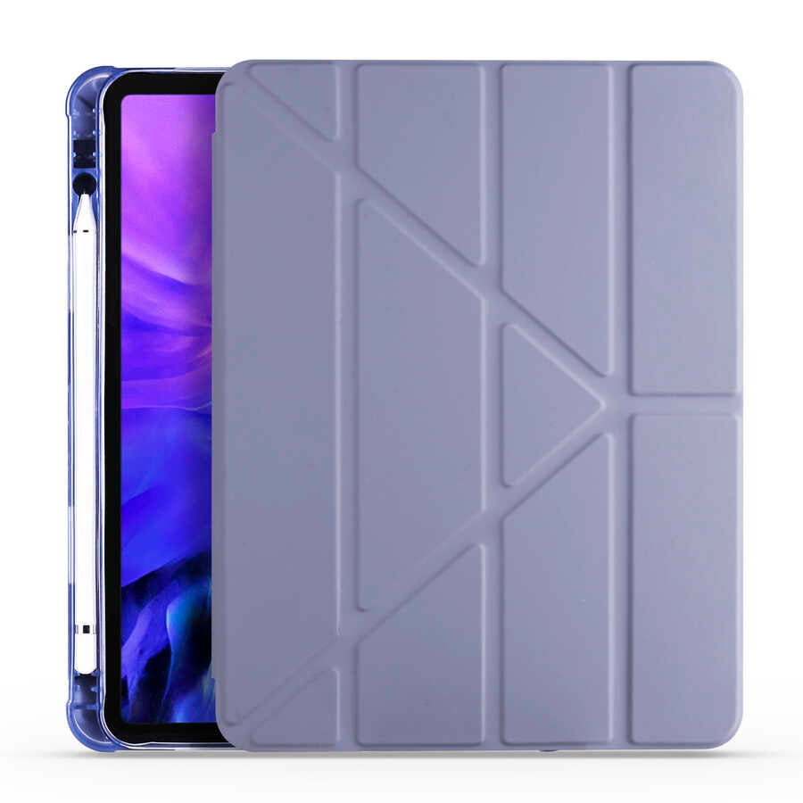 Apple iPad Air 10.9 2022 (5.Nesil) Kılıf Zore Tri Folding Kalem Bölmeli Standlı Kılıf Siyah