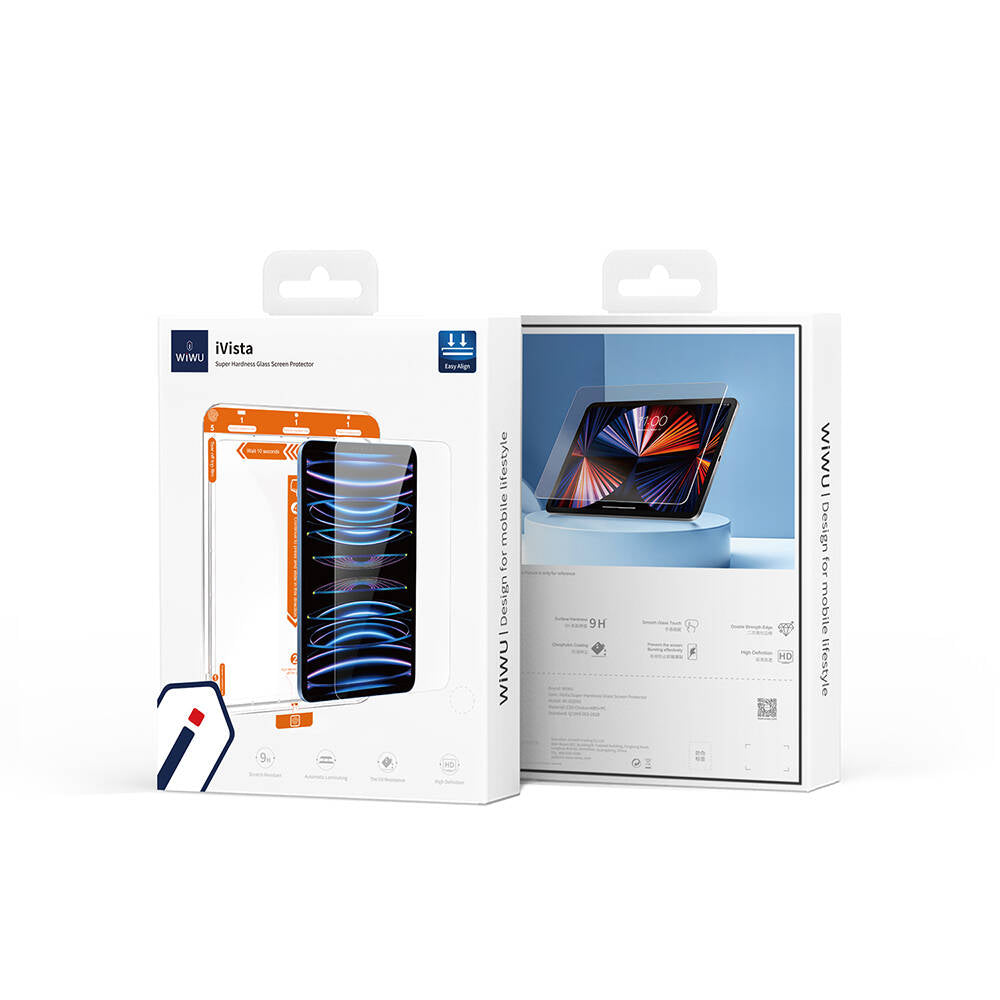 Apple iPad Air 10.9 2022 (5.Nesil) Wiwu Wi-GQ002 iVista 5 Katmanlı Temperli Cam Ekran Koruyucu + Kolay Uygulama Aparatı Renksiz