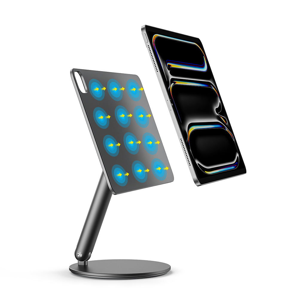 Apple iPad Air 10.9 2022 (5.Nesil) Wiwu ZM-310 360 Derece Dönebilen Magnetik Başlıklı Tablet Standı Gri