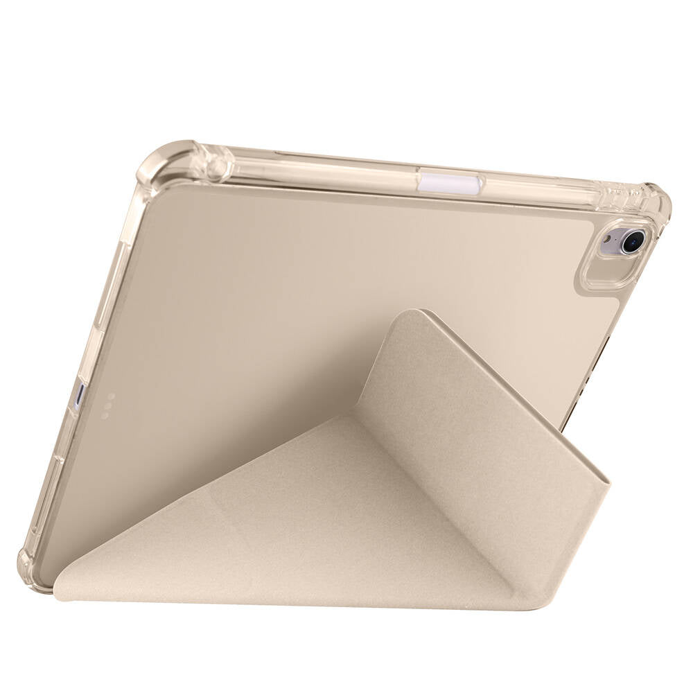 Apple iPad Air 11 2024 Kılıf Zore Tri Folding Kalem Bölmeli Standlı Kılıf Gold