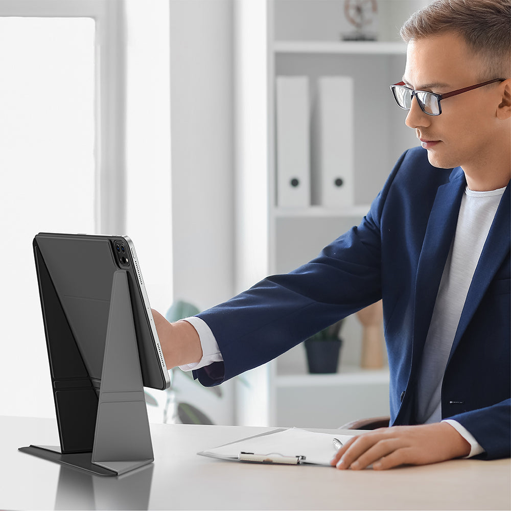 Apple iPad Air 11 2025 M3 Amazingthing Matte Pro Mag Folio Katlanabilir Magnetik Standlı Kılıf Siyah