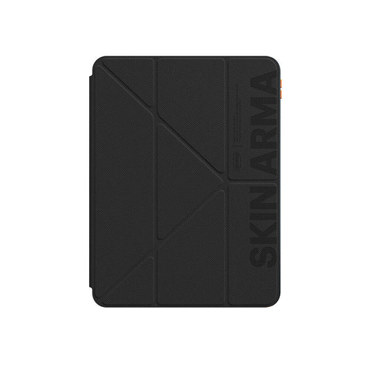 Apple iPad Air 11 2025 M3 Kılıf SkinArma Kabartma Baskı Tasarımlı 360 Tam Koruma Arkası Şeffaf Standlı Gamma Kılıf Siyah