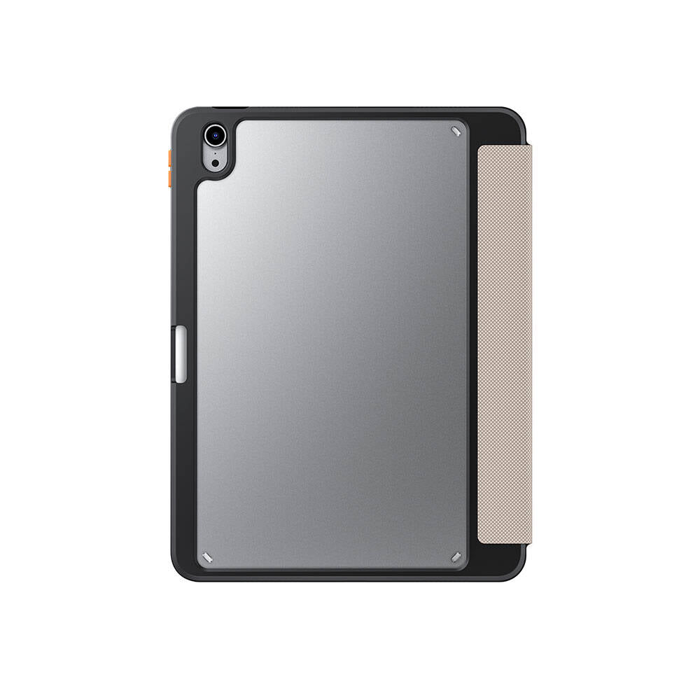 Apple iPad Air 11 2025 M3 Kılıf SkinArma Kabartma Baskı Tasarımlı 360 Tam Koruma Arkası Şeffaf Standlı Gamma Kılıf Siyah