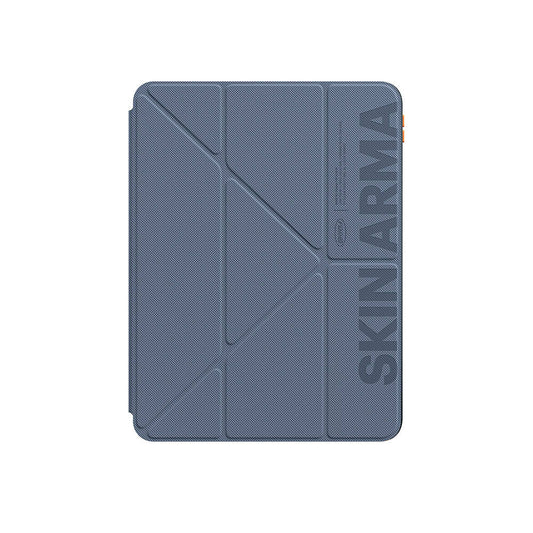 Apple iPad Air 11 2025 M3 Kılıf SkinArma Kabartma Baskı Tasarımlı 360 Tam Koruma Arkası Şeffaf Standlı Gamma Kılıf Mavi Açık