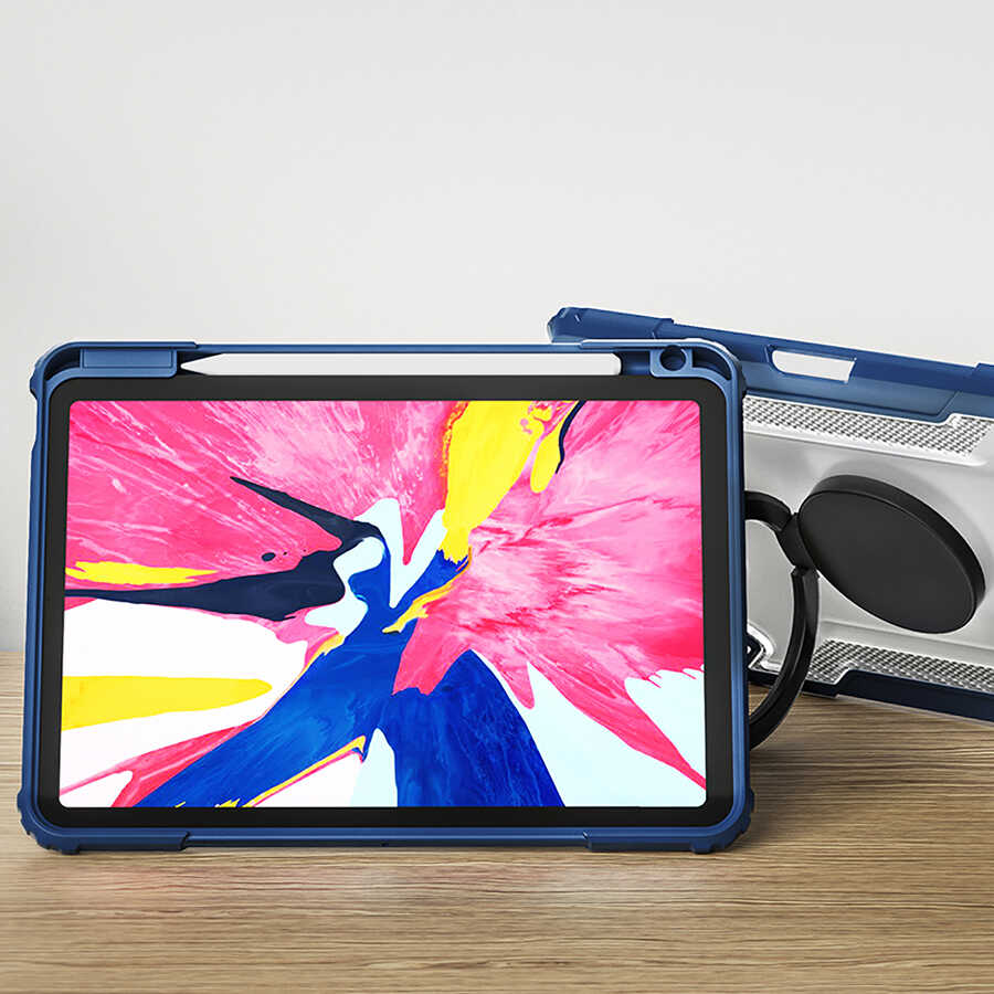 Apple iPad Air 11 2025 M3 Wiwu Mecha Dönebilen Standlı Tablet Kılıfı Mavi