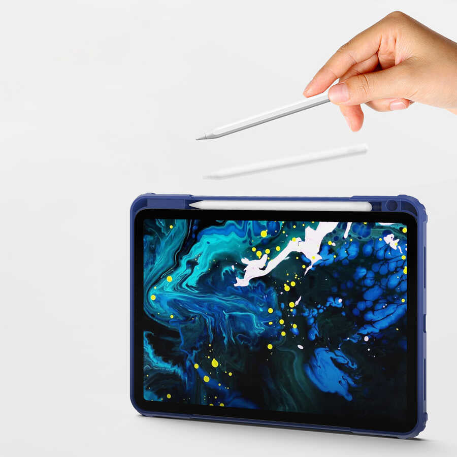 Apple iPad Air 11 2025 M3 Wiwu Mecha Dönebilen Standlı Tablet Kılıfı Mavi