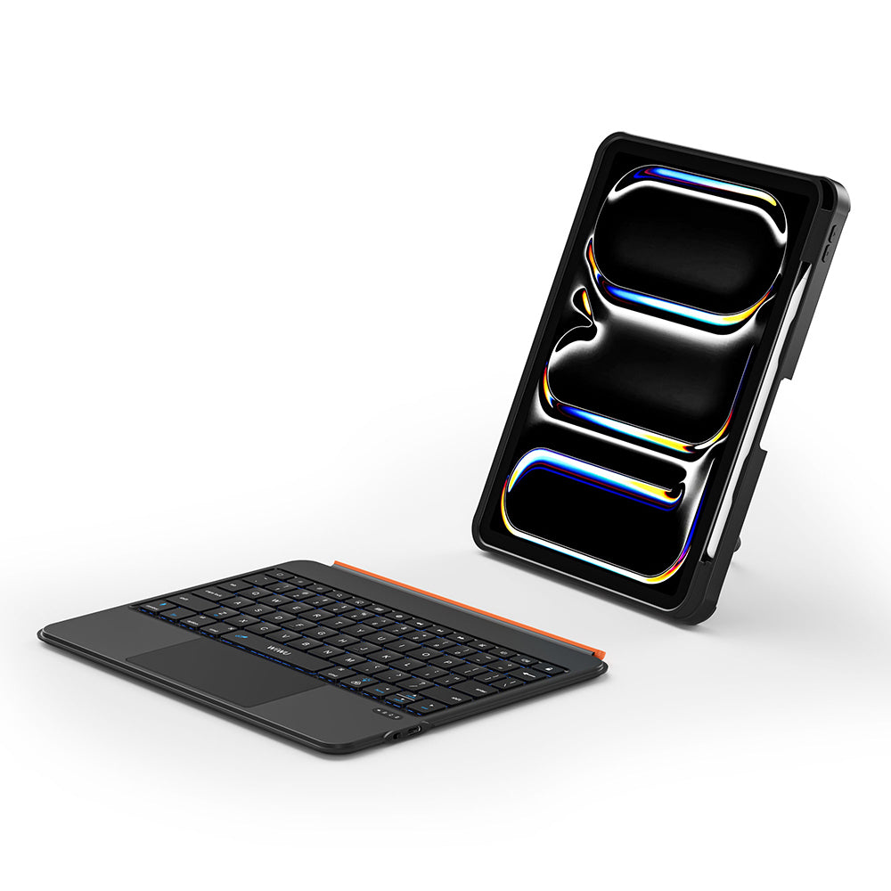 Apple iPad Air 11 2025 M3 Wiwu MK-007 Combo Pro Kalem Bölmeli Klavyeli Standlı Kılıf Siyah