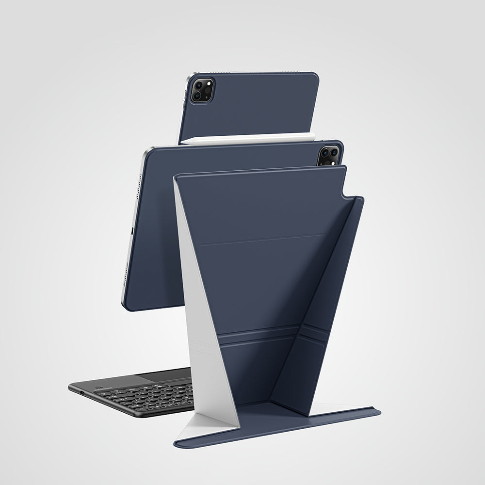 Apple iPad Air 13 2024 Amazingthing Matte Pro Mag Folio Katlanabilir Magnetik Standlı Kılıf Mavi