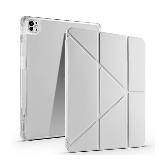 Apple iPad Air 13 2024 Kılıf Zore Tri Folding Kalem Bölmeli Standlı Kılıf Gri
