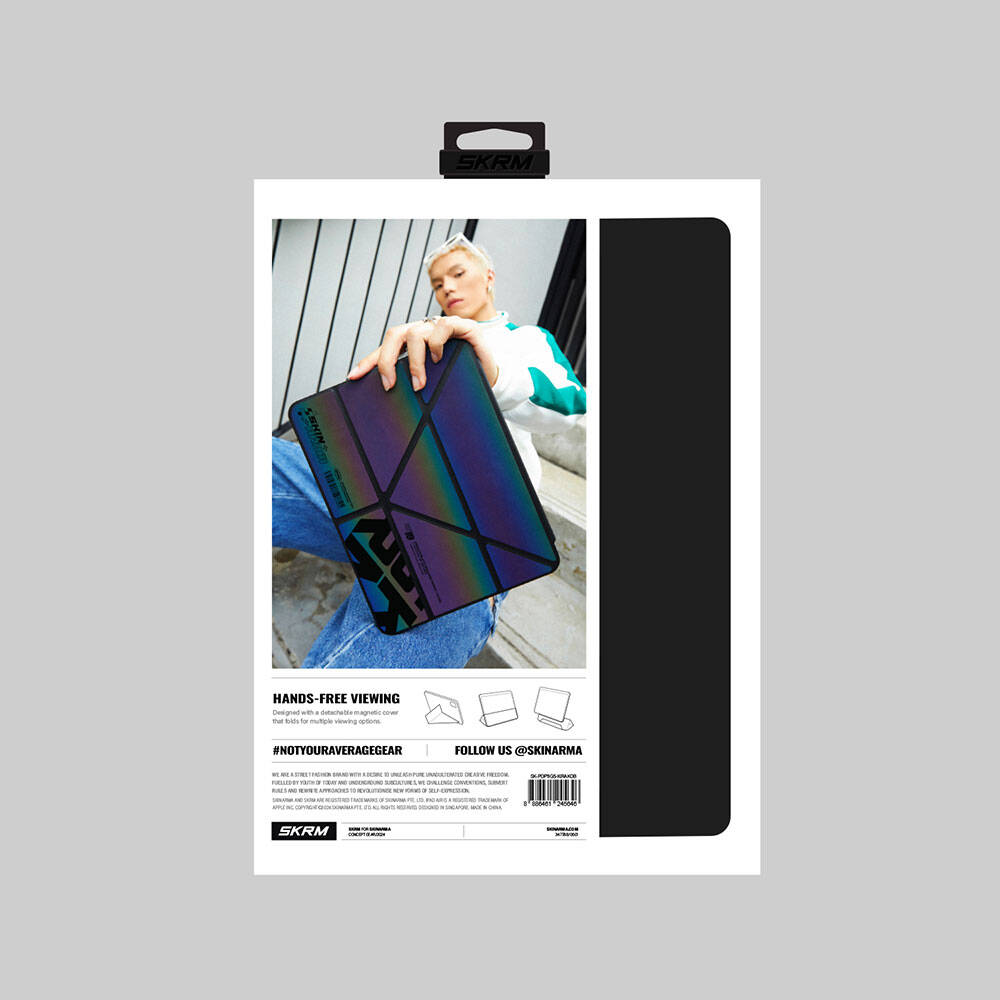 Apple iPad Air 13 2025 M3 Kılıf SkinArma Holografik Tasarımlı Arkası Şeffaf Çıkarılabilir Magnetik Kira Kobai Kılıf Colorful