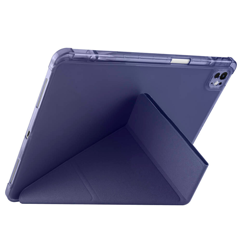 Apple iPad Air 13 2025 M3 Kılıf Zore Tri Folding Kalem Bölmeli Standlı Kılıf Mavi